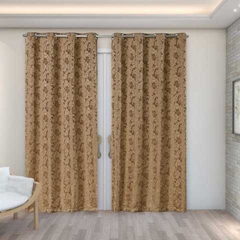 Cortina em Tecido Jacquard 2,70 m x 2,30 m:Avelã