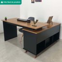 Ver imagem 7 de Mesa Escrivaninha Escritorio em L 2 Gavetas 5 Nichos 145x128 cm Freijo Preto Artany