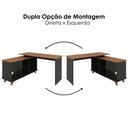 Ver imagem 5 de Mesa Escrivaninha Escritorio em L 2 Gavetas 5 Nichos 145x128 cm Freijo Preto Artany
