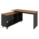 Ver imagem 1 de Mesa Escrivaninha Escritorio em L 2 Gavetas 5 Nichos 145x128 cm Freijo Preto Artany