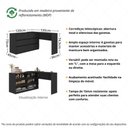 Ver imagem 4 de Mesa de Manicure Profissional de Canto em L com 6 Gavetas Organize Multimóveis MP6068 Preto