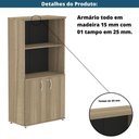 Ver imagem 7 de Armário Misto P25 Pandin 80 Cm (largura) em Mdp Cor Noce Naturalle com 2 Portas e 3 Prateleiras