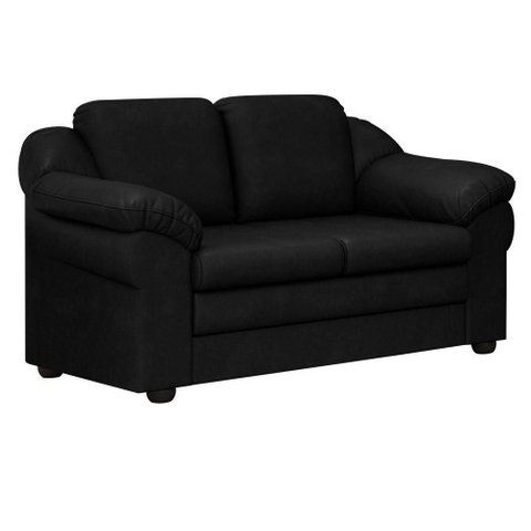 Sofá Living 2 Lugares 157cm Fixo Preto Couro Sintético Áurea
