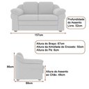 Ver imagem 3 de Sofá Living 2 Lugares 157cm Fixo Preto Couro Sintético Áurea