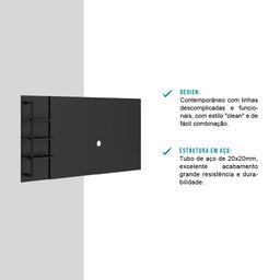 Painel de Parede Amazonas para TV até 50' Preto Carraro - 3