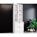 Ver imagem 1 de Paneleiro de Cozinha Modulado Cristaleira Americana 2 Portas C/ Vidro e 2 Gavetas Branco - Henn