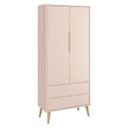 Ver imagem 2 de Berço Americano e Guarda Roupa Theo 2 Portas Rosa com Pés Madeira Natural com Trocador Juju – Reller