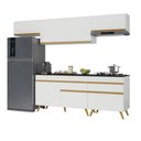 Ver imagem 1 de Armário de Cozinha Completa 260cm Veneza Multimóveis V3708 Branco/Dourado