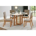 Ver imagem 1 de Conjunto: Mesa Sala Jantar Natalí C/ Tampo Madeirado C/ Vidro Curvo 120x80cm e 4 Cadeiras Milla