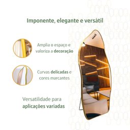 Espelho Grande Corpo Inteiro com Moldura Metal Orgânico 170x70cm com Suporte de Chão - 4