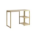 Ver imagem 2 de Mesa Escritório Berlim Industrial com Prateleira Ferro Dourado Tampo 110x46 Off White
