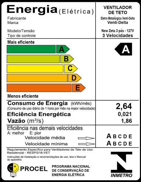 Ventilador de Teto New Zeta 3 Pás Preto 110V com Controle Remoto - 5