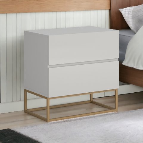 Mesa Apoio de Cabeceira para Lateral da Cama 45cm Largura 60cm Altura Armazenamento com 2 Gavetas:of