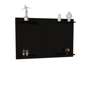 Painel Tv até 50 Pol em Mdf com Prateleiras para Decoração Preto