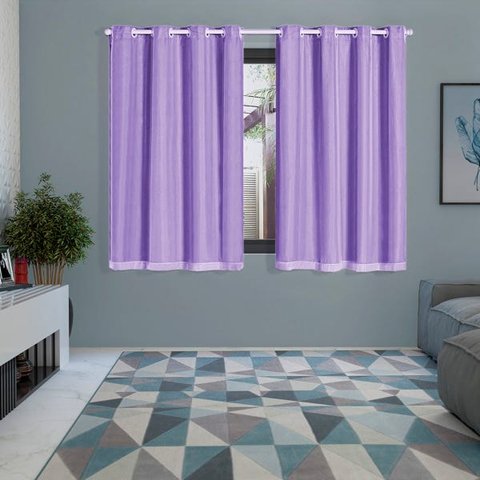 Cortina Blackout PVC Prata com Voil 2,00 M x 1,40 M - Lilás