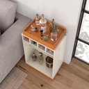 Ver imagem 4 de Adega Bar Retrô 4 Garrafas com Bandeja e Prateleira Monaco - Off White e Cedro