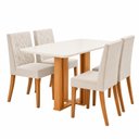Ver imagem 2 de Conjunto Sala de Jantar Mesa Manu 120cm Tampo MDF e Vidro Canto Arredondado 4 Cadeiras Maitê