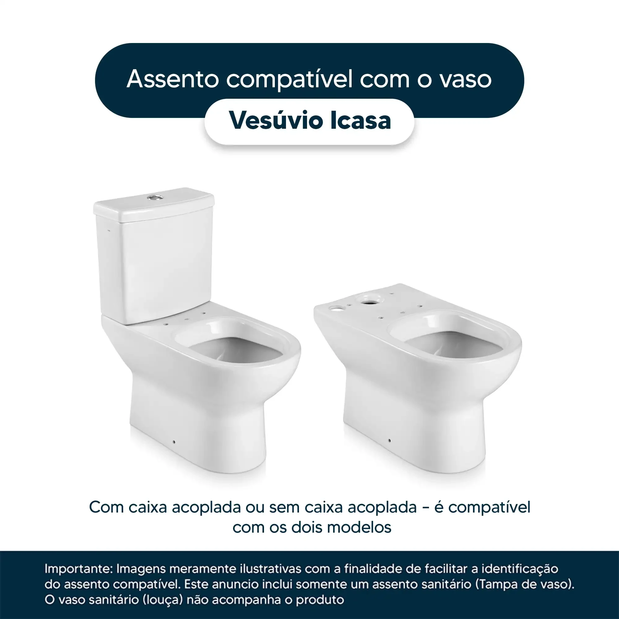 Tampa de Vaso Vesúvio Branco para bacia Icasa 6lpf - 4