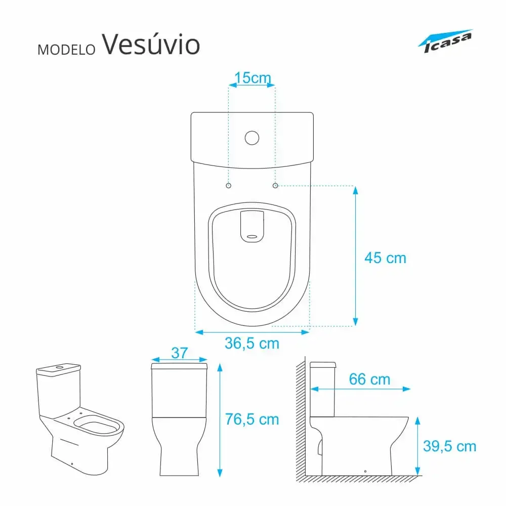 Tampa de Vaso Sanitário com Amortecedor Vesúvio Branco para bacia Icasa - 2