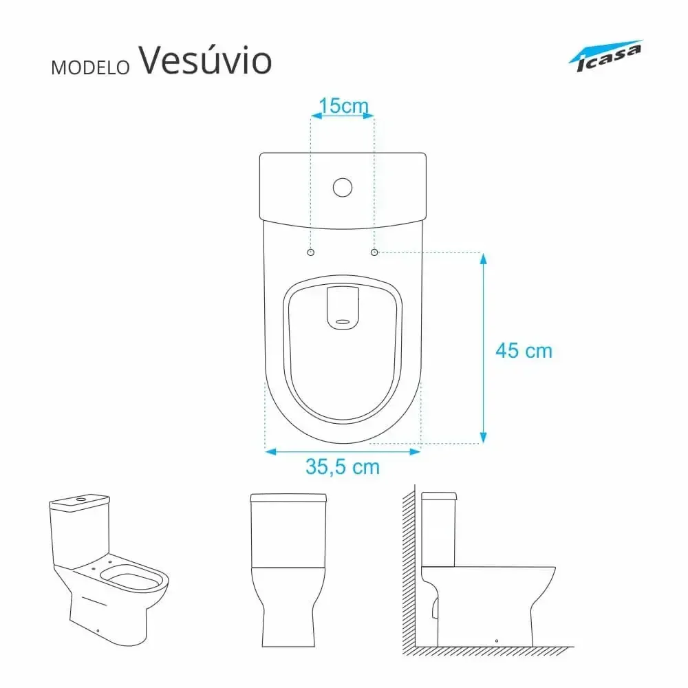 Assento Sanitário Vesúvio Branco para bacia Icasa 6lpf - 5