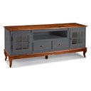 Ver imagem 2 de Conjunto Rack 60812 + Painel 50513 para Sala Pés Luiz Xv 2 Gavetas 2 Portas - Cinza/imbuia