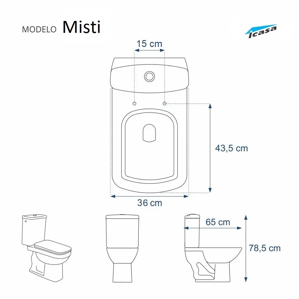Tampa de Vaso Sanitário com Amortecedor Mist Branco para bacia Icasa - 2