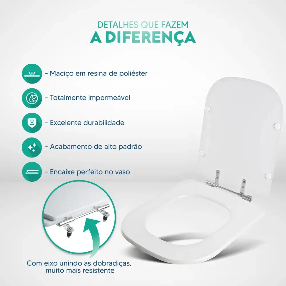 Assento para Vaso Sanitário Icasa Mist Branco em Resina - 3