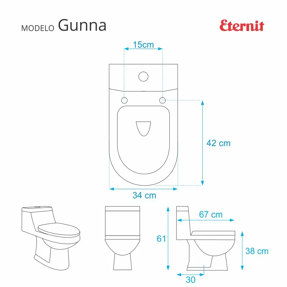 Tampa de Vaso Gunna Branco para bacia Eternit 6lpf - 2