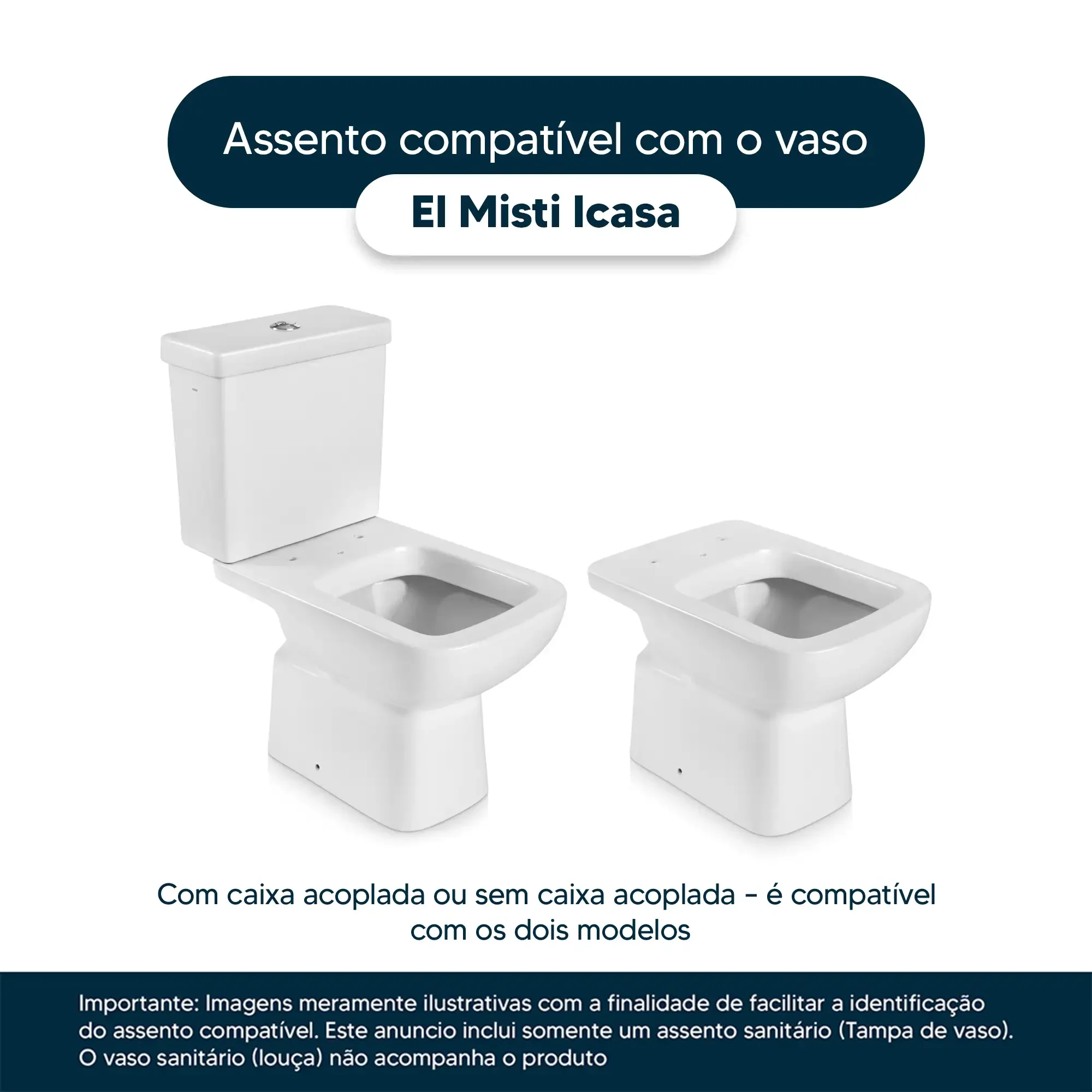 Assento Sanitário Mist Branco para vaso Icasa - 4