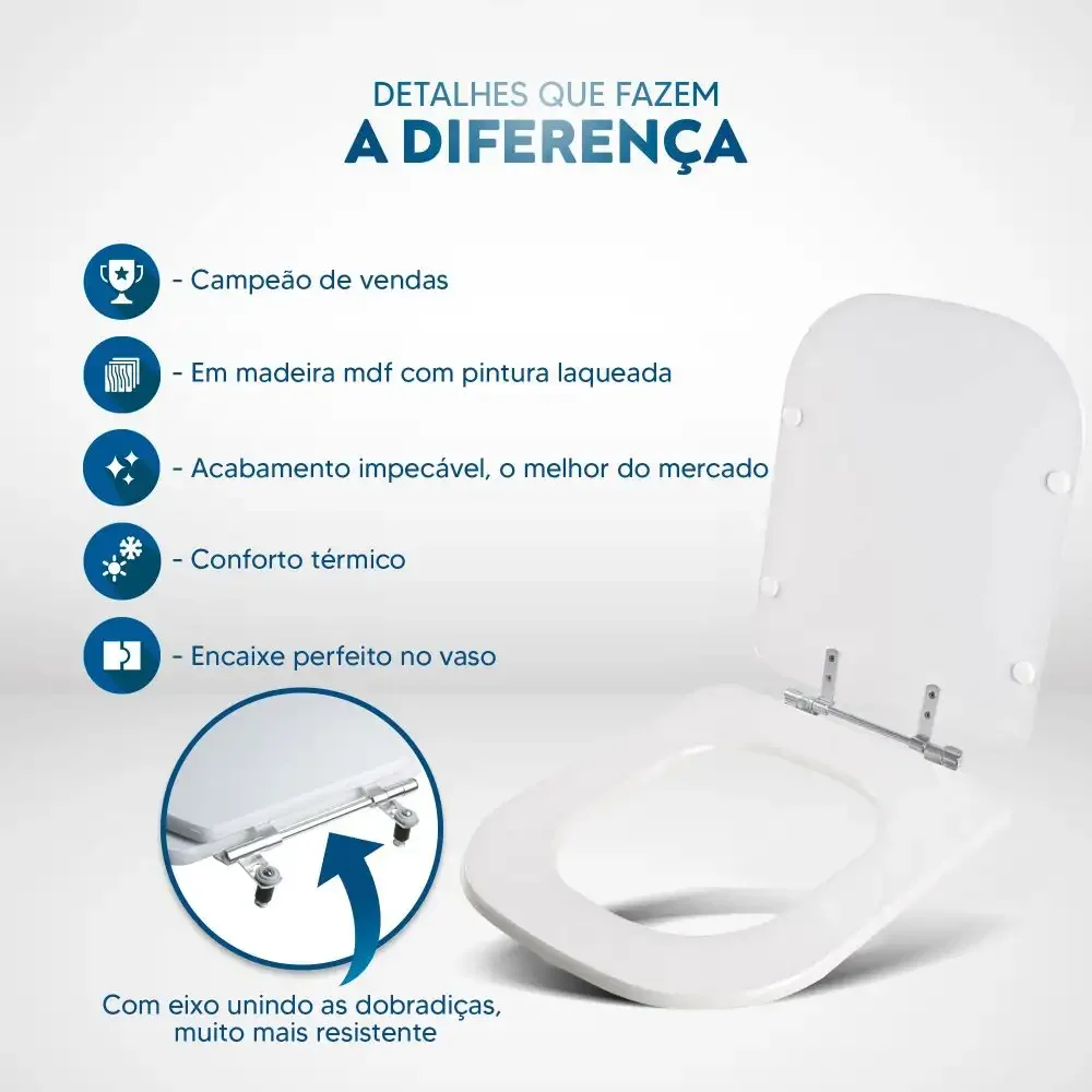 Assento Sanitário Mist Branco para vaso Icasa - 3