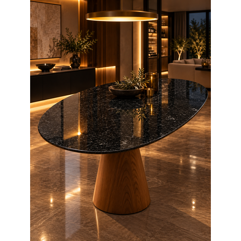 Mesa de Jantar Orgânica Prune Mármore São Gabriel 120x106cm Cone Freijó