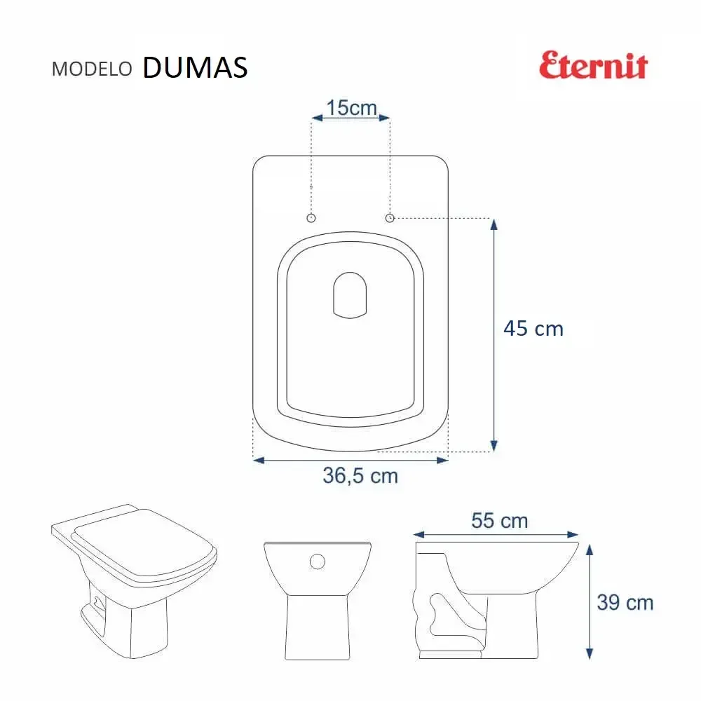 Assento Sanitário Dumas Branco para bacia Eternit 6lpf - 3