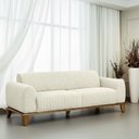 Ver imagem 2 de Sofá Molino 3 Lugares 180cm Pés Madeira Castanho Bouclé Off White - Nexta Casa