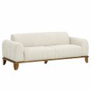 Ver imagem 1 de Sofá Molino 3 Lugares 180cm Pés Madeira Castanho Bouclé Off White - Nexta Casa