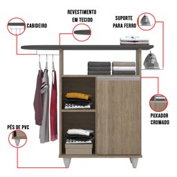 Tábua de Passar com Balcão 01 Porta Lis Castanho 107 cm - D'Rossi DRossi - 6