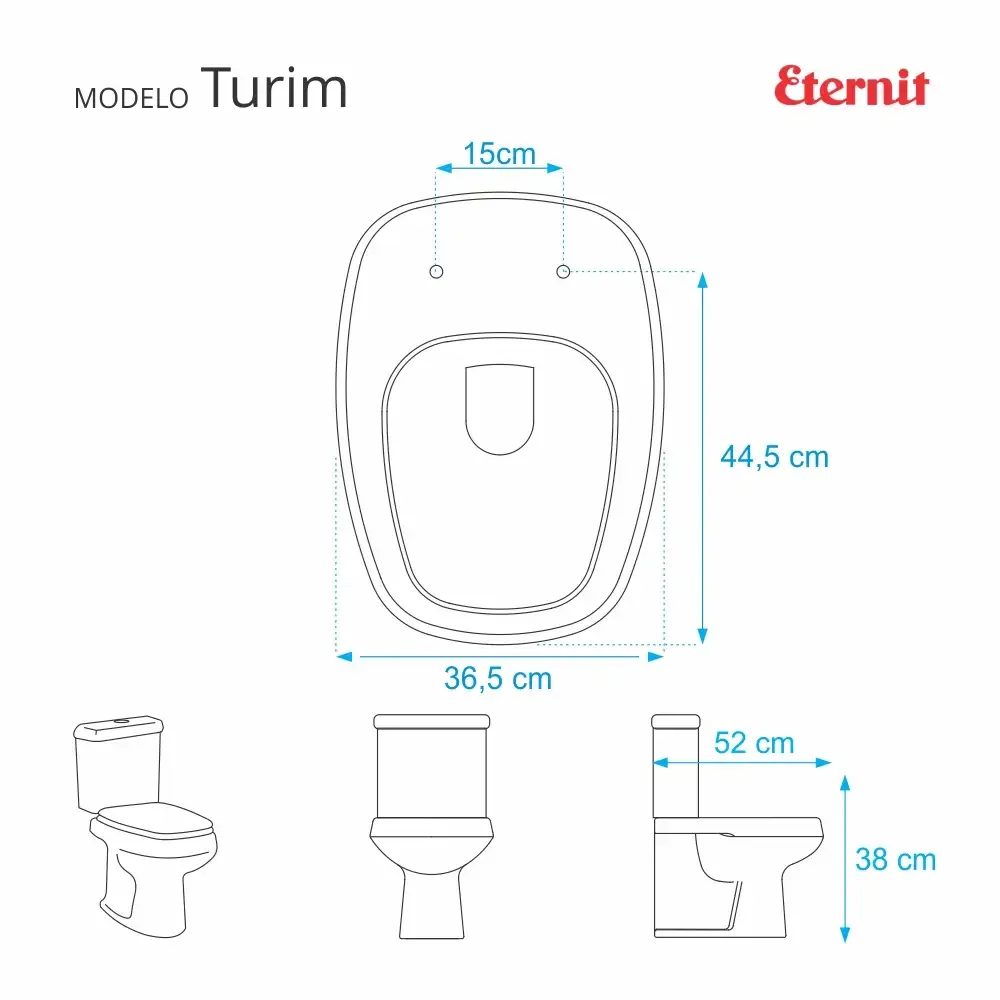 Tampa de Vaso Sanitário Turim Branco para bacia Eternit - 4