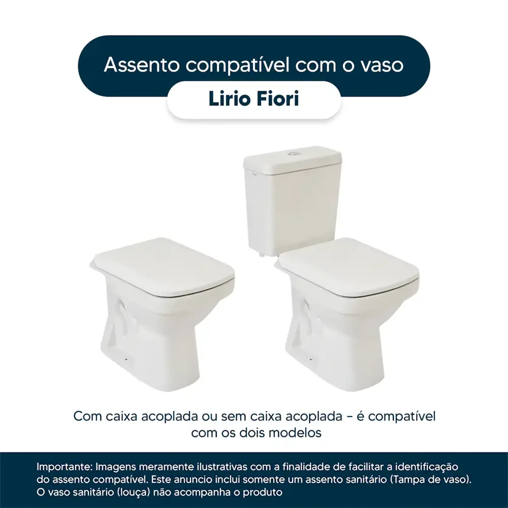 Tampa de Vaso Lirio Branco para bacia Fiori 6lpf - 4
