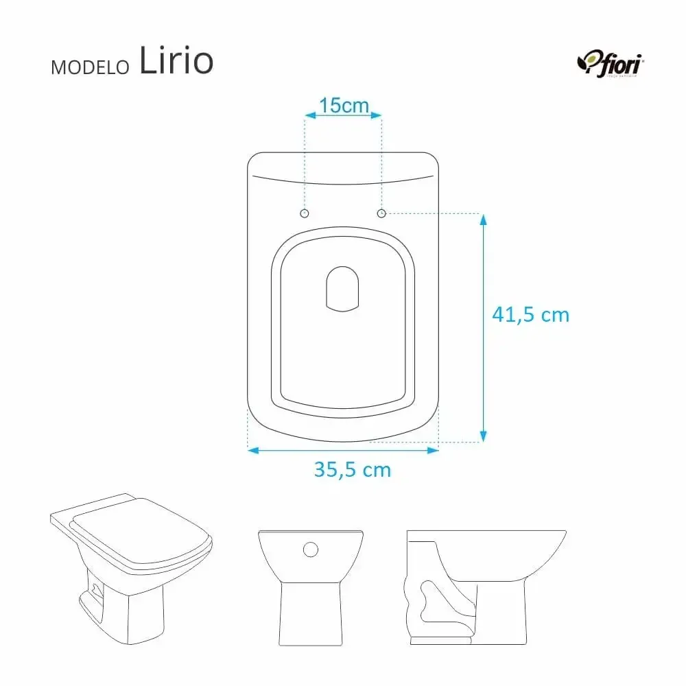 Tampa de Vaso Lirio Branco para bacia Fiori 6lpf - 3