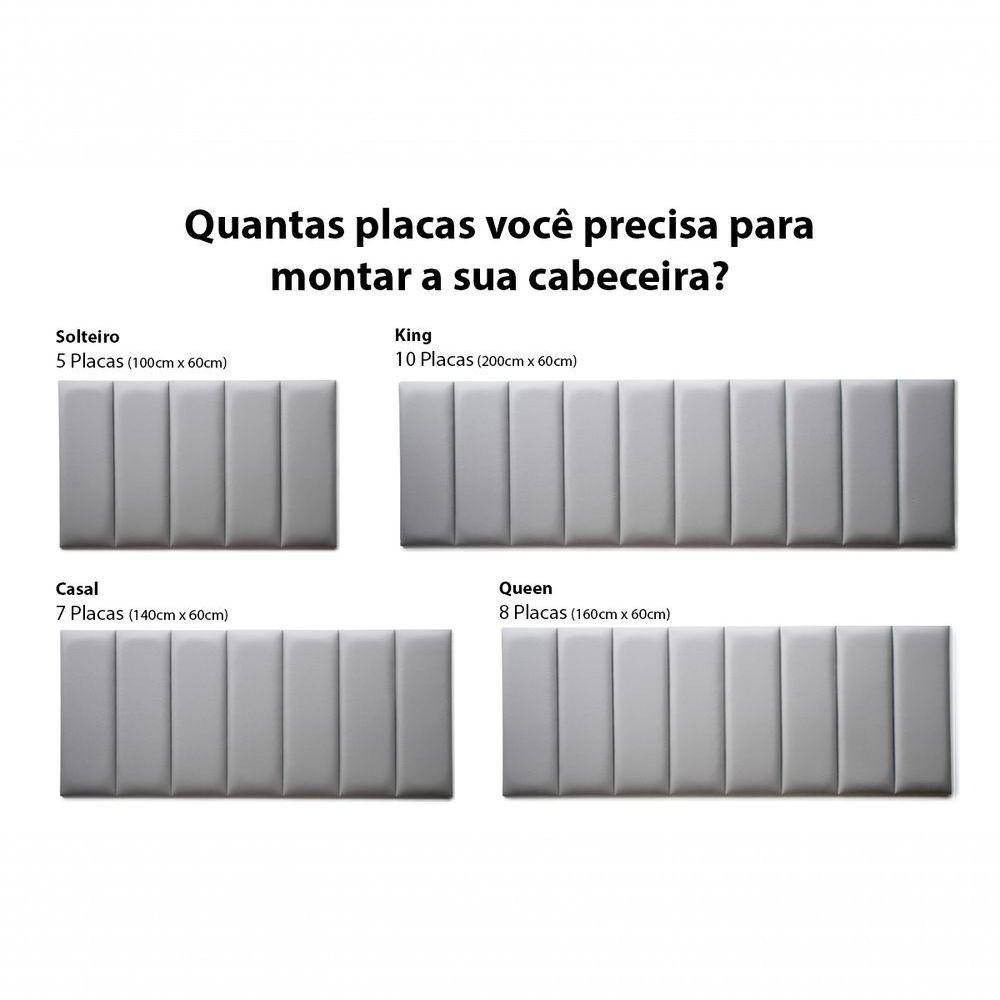 Placa Cabeceira 20cm X 60cm Unidade Courino Cinza - 3