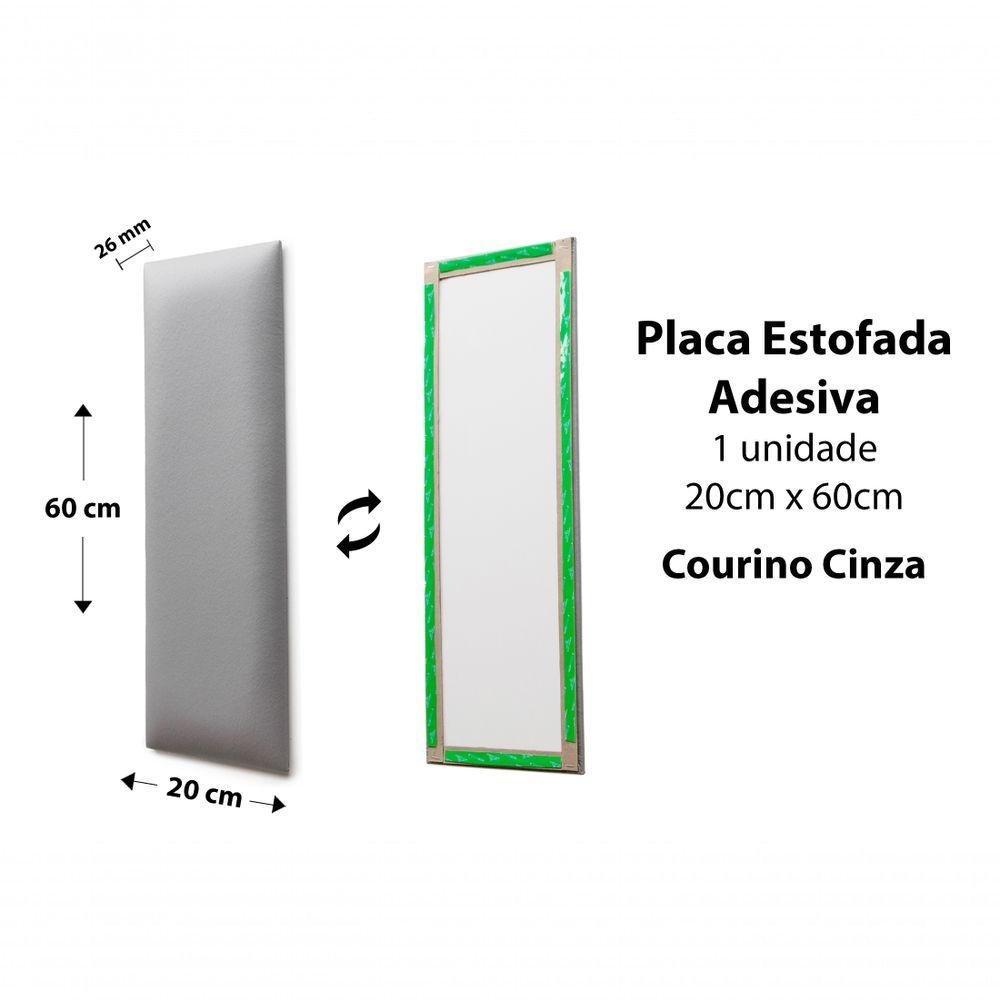 Placa Cabeceira 20cm X 60cm Unidade Courino Cinza - 4