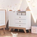 Ver imagem 1 de Cômoda 3 Gavetas 1 Porta Confete Henn - Branco/jequitibá Hp