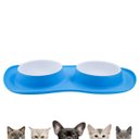 Ver imagem 2 de Comedor Pote para Ração Agua Tigela Duplo Cachorro Gato Silicone:azul