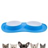 Comedor Pote para Ração Agua Tigela Duplo Cachorro Gato Silicone:azul - 2