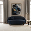 Ver imagem 1 de Sofá Orgânico 2 Lugares C/2 Almofadas Curvo Sala Recepção Amsterdã Veludo Azul Marinho - Montanari's