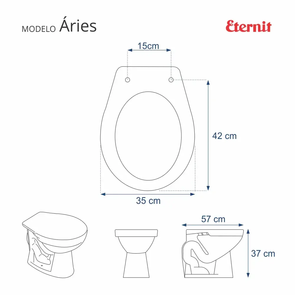 Assento Sanitário Poliéster Fechamento Lento Aries Bege Claro para vaso Eternit - 2