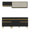 Ver imagem 7 de Armário de Cozinha Compacta 190cm Veneza Multimóveis V3707 Preto/Dourado