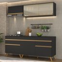 Ver imagem 3 de Armário de Cozinha Compacta 190cm Veneza Multimóveis V3707 Preto/Dourado