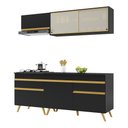 Ver imagem 1 de Armário de Cozinha Compacta 190cm Veneza Multimóveis V3707 Preto/Dourado
