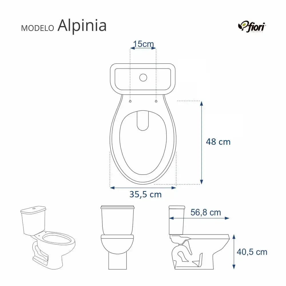 Tampa de Vaso Alpinia Preto para bacia Fiori 6lpf - 2
