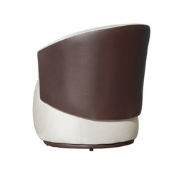 Kit 1 Poltrona 1 Namoradeira e 1 Puff Grande Design Orgânico Beatriz Veludo Composê Corino Marrom -  - 7